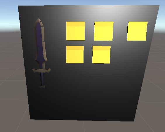 Sword and post-its final positions